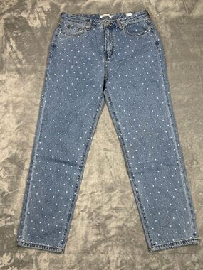JustFab Women's Light Blue Polka Dot Skinny Jeans